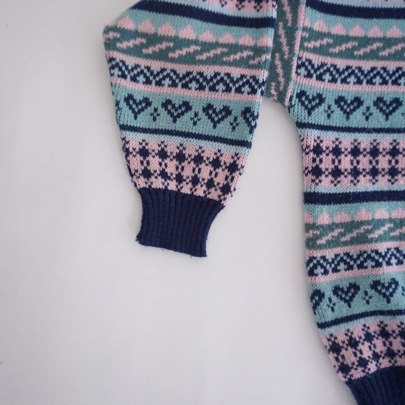 Vintage Perspective Sweater Fair Isle Knit Pink Blue Navy Striped 90s Preppy S - Picture 13 of 13